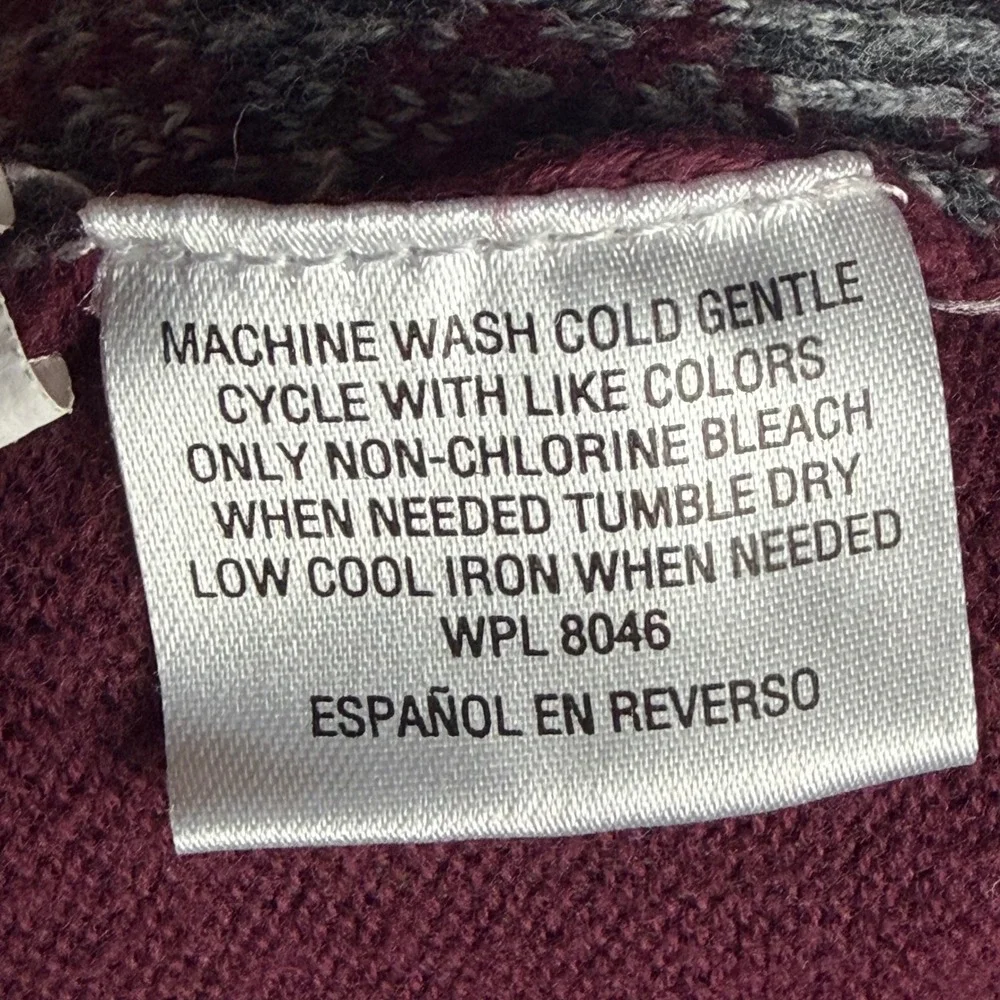 Tasso Elba 1/4 Zip Cotton Sweater Mens L Burgundy Geometric AOP Elbow Patches